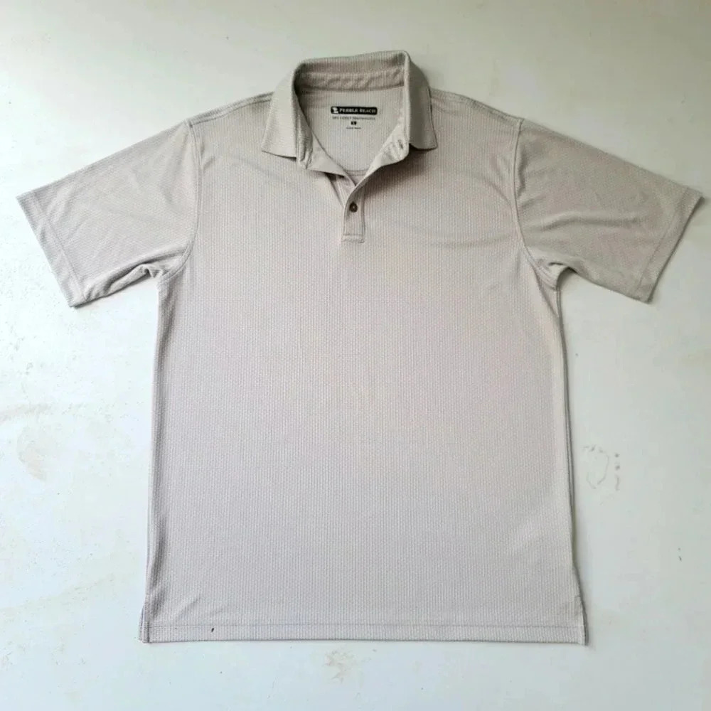 Pebble Beach Men’s Dry-Luxe Performance Short Sleeves Polo Silver Lake Beige L